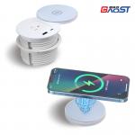 Recessed Desktop Power Strip with Wireless Charging Pad and Rotating Cover Black White for sale