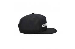 China Customized Logo Unisex Black Flat Hats With Adjustable Structured Crown supplier