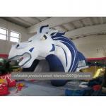 Outdoor decoration giant inflatable tunnel and inflatable green red logo football helmet for sale