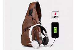China USB Charging Messenger Shoulder Strap Bag Reusable PU Leather supplier