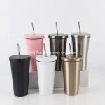 24oz Stainless Steel Mug With Straw Vacuum Insulated Coffee Tumbler Custom Logo for sale