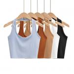 China Slim Fit U Neck Women Sleeveless Tank Tops Solid Color Ribbed Knit Basic Crop Tank for sale