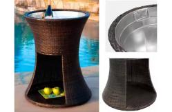 China Customized Pool Furniture Resin Wicker Plastic Rattan Cooler Rattan Garden Beverage Cooler supplier