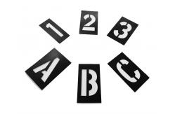 China Interlocking Characters PVC Rectangle Black Number And Letter Stencil For Public supplier
