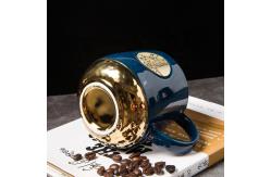 China 420ml Creative Ceramic Coffee Cups With Copper Fish Scale Pattern supplier