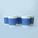 22Oz 630cc Ripple Wall Paper Cup For Juice PE Coated Eco Friendly for sale