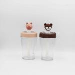 430ml Portable Reusable Tritan Straw Juice Water Bottle With Cartoon Lid for sale
