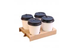 China Custom Logo Reusable Cup Carrier , Coffee Mug Carrier Recycle Brown Kraft Paper supplier