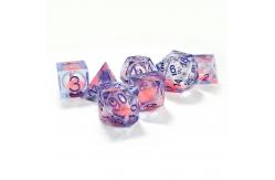 China Pink Liquid Flowing Sand Resin Polyhedral Dice Multi - Noodle Tablet Game Dice Set supplier