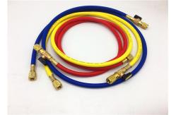China 60 W.P 800psi Refrigerant R410a R134a Charging Hose With Ball Valves supplier