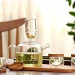 Office / Home Stovetop Safe Teapot With Infuser / Bamboo Lid High Borosilicate