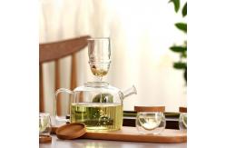 China Office / Home Stovetop Safe Teapot With Infuser / Bamboo Lid High Borosilicate supplier