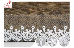 China Polyester Width 3CM Ribbon Embroidered Lace Trim For Wedding Dress supplier