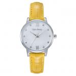1.25 Inch Yellow Leather Strap Watch Ladies Quartz Waterproof for sale
