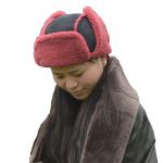 Australian Shearling Sheepskin Double Face Ladies Leather Fur Trim Trapper Hat with Earflap in Winter for sale