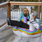 China Outdoor ski circle unicorn PVC inflatable ski board, cold-proof and durable PVC material outdoor sports inflatable toy for sale