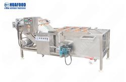 China Small Size Automatic Continuous Conveyor Belt Fruit Vegetable Washing Machine supplier