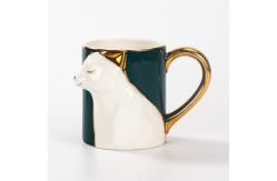 China Handmade Ceramic Coffee Cups With Fox Face Pattern 400ml Capacity supplier