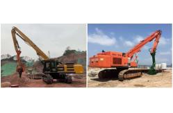 China Custom Hydraulic Excavator Pile Driving Arm , Long Reach Foundation Drilling Boom supplier