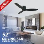 52'' Noiseless Motor Remote LED Ceiling Fan With 3 Wood Blades for sale