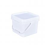 Customized Printing Injection Moulding Square Plastic Bucket With Lid White Logo Design for sale