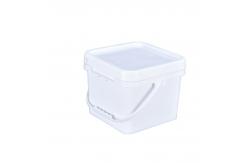 China Customized Printing Injection Moulding Square Plastic Bucket With Lid White Logo Design supplier