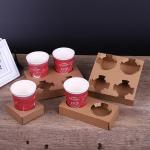 4 Cups Kraft Paperboard Disposable Paper Cup Holder Biodegradable for sale