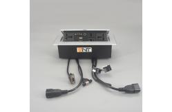 China Square Silver Desk Pop Up Sockets Zinc Alloy With Power Outlet 265*130mm supplier