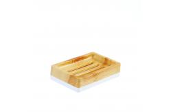 China Toilet Wood Grain Shelf Plastic Soap Holder Dish Tray With Lid Drain supplier