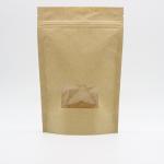 Doypack See Through Pouches 180 Microns Brown Paper Bags With Clear Window for sale