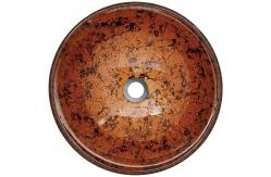 China Red Round Glass Bathroom Sink Textured Exterior Hand Drawing With Foil supplier