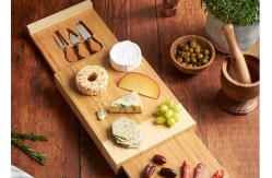 China Non Toxic Bamboo Cheese Board Set Cutlery Set With With Drawer And Platter supplier