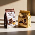 ​Premium BOPET Coffee Pouches - Glossy Gold Trim & Custom Brand Embossing for sale