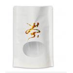 Flat bottom white kraft paper stand up bag with zipper k mylar and window for sale