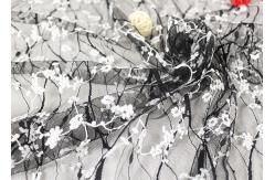 China Stretch Polyester Guipure Lace Fabric , Black And White 3D Floral Mesh Fabric supplier