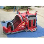 Big size inflatable racing car themed bouncy castle PVC fabric full printing inflatable car jumping house with slide for sale