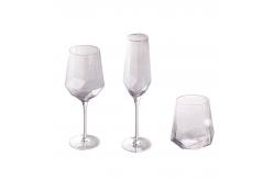 China Clear Crystal Wine Glasses Diamond Shaped Lead Free Goblet OEM Service supplier