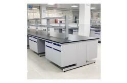 China Steel Lab Island Bench 1.5m Solid Wood Adjustable Height supplier