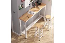 China 1.6m White Kitchen Bar Table Stool Set Melamine MFC With Metal  Legs supplier