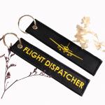 ​Gold-on-Black Embroidered Keychain - Double Faced Aircraft & FLIGHT DISPATCHER Text for Aviation Enthusiasts​ for sale