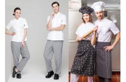 China Single Breasted Custom Work Shirts , White Short Sleeve Embroidered Chef Coats supplier