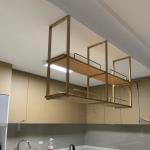 Steel Ceiling Shelf Mounted Wine Rack with European Style Iron Solid Wood Hanging Shelf for sale