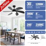 Pull Chain Style 42 Inch LED Ceiling Fan With 6 Balck MDF Blades