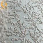 Machine Embroidery Beaded White Lace Fabric MDX Sequin 20％ Polyester for sale