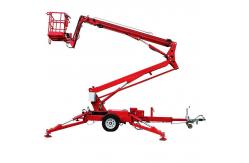 China Yellow 10m Tow Behind Cherry Picker 200KG 30 Ft Towable Boom Lift supplier