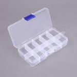 Blue Button Small Plastic Storage Box Removable 10 Grid Jewelry Organizer Case for sale