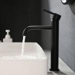 Brass Modern Vessel Single Hole Single Handle Basin Mixer In Matte Black for sale