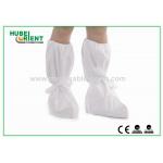 Durable White Disposable Tyvek Boot Cover , Shoe Protector Booties for sale