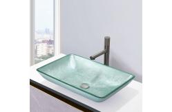 China Silver Tempered Bath Wash Basins Glass Bowl Rectangular Table Top Solid supplier