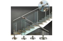 China Stylish Brushed Stainless Steel Handrails with Round Plate Cover for Glass Staircases supplier
